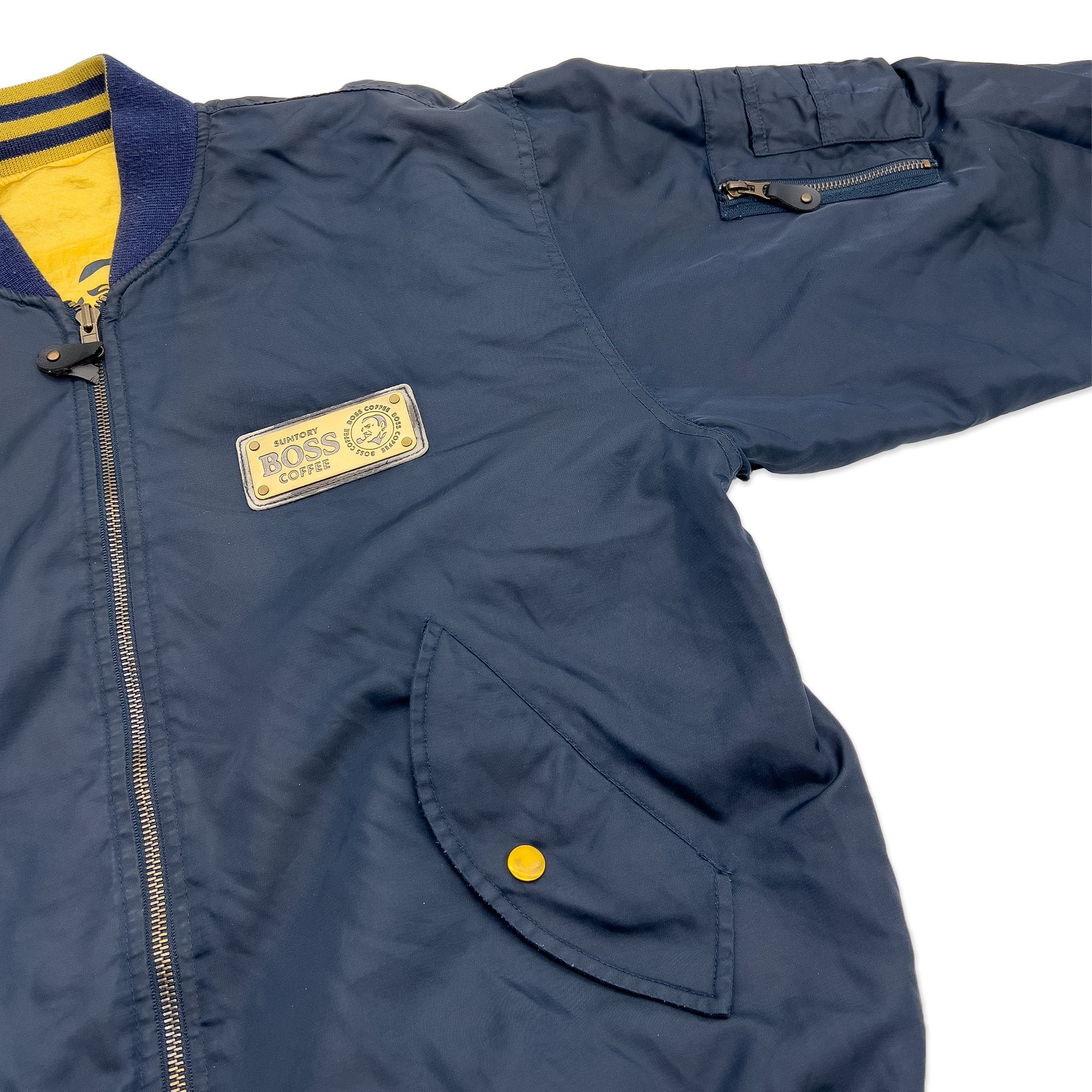 Retro Japan JDM Suntory Boss Coffee 7 Seven Baseball Varsity Jacket - Sugoi JDM