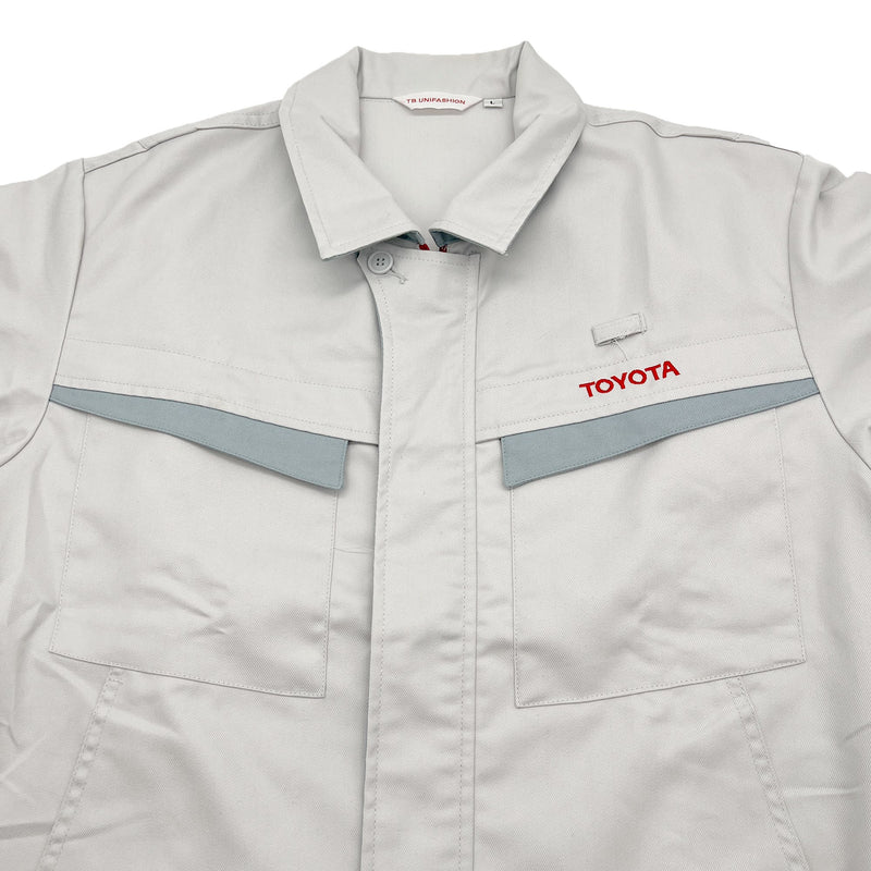 Retro Japan JDM Toyota Motors Staff Uniform Jacket Light Grey - Sugoi JDM