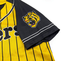 Retro Japan Promotional Hanshin Tigers Pin Stripe Baseball Light Jersey Yellow - Sugoi JDM