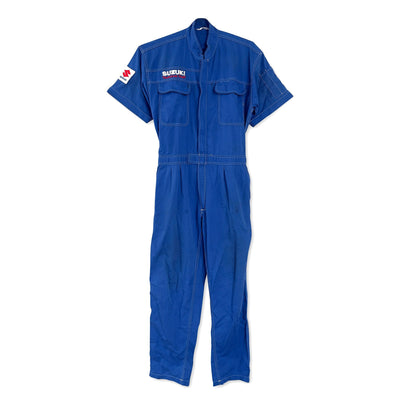 Retro JDM Japan Suzuki Short Sleeve Summer Mechanic Coveralls Tsunagi Blue - Sugoi JDM
