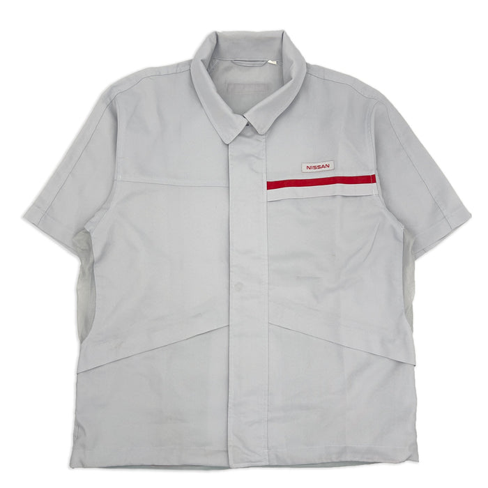 Retro JDM Nissan Technician Mechanic Summer Short Sleeve Staff Jacket Grey - Sugoi JDM