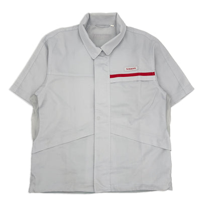 Retro JDM Nissan Technician Mechanic Summer Short Sleeve Staff Jacket Grey - Sugoi JDM