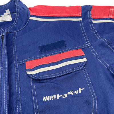 Retro JDM Toyota Toyopet Tecno Coveralls Mechanic Suite Tsunagi Blue Red - Sugoi JDM