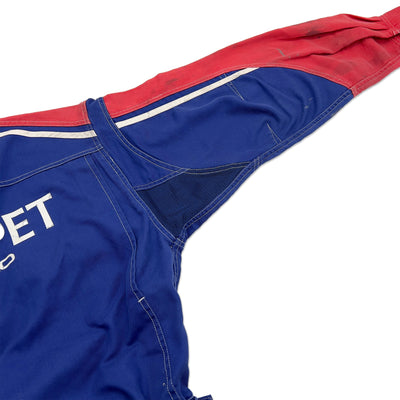 Retro JDM Toyota Toyopet Tecno Summer Coveralls Uniform Tsunagi Blue Red - Sugoi JDM