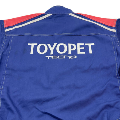 Retro JDM Toyota Toyopet Tecno Summer Coveralls Uniform Tsunagi Blue Red - Sugoi JDM