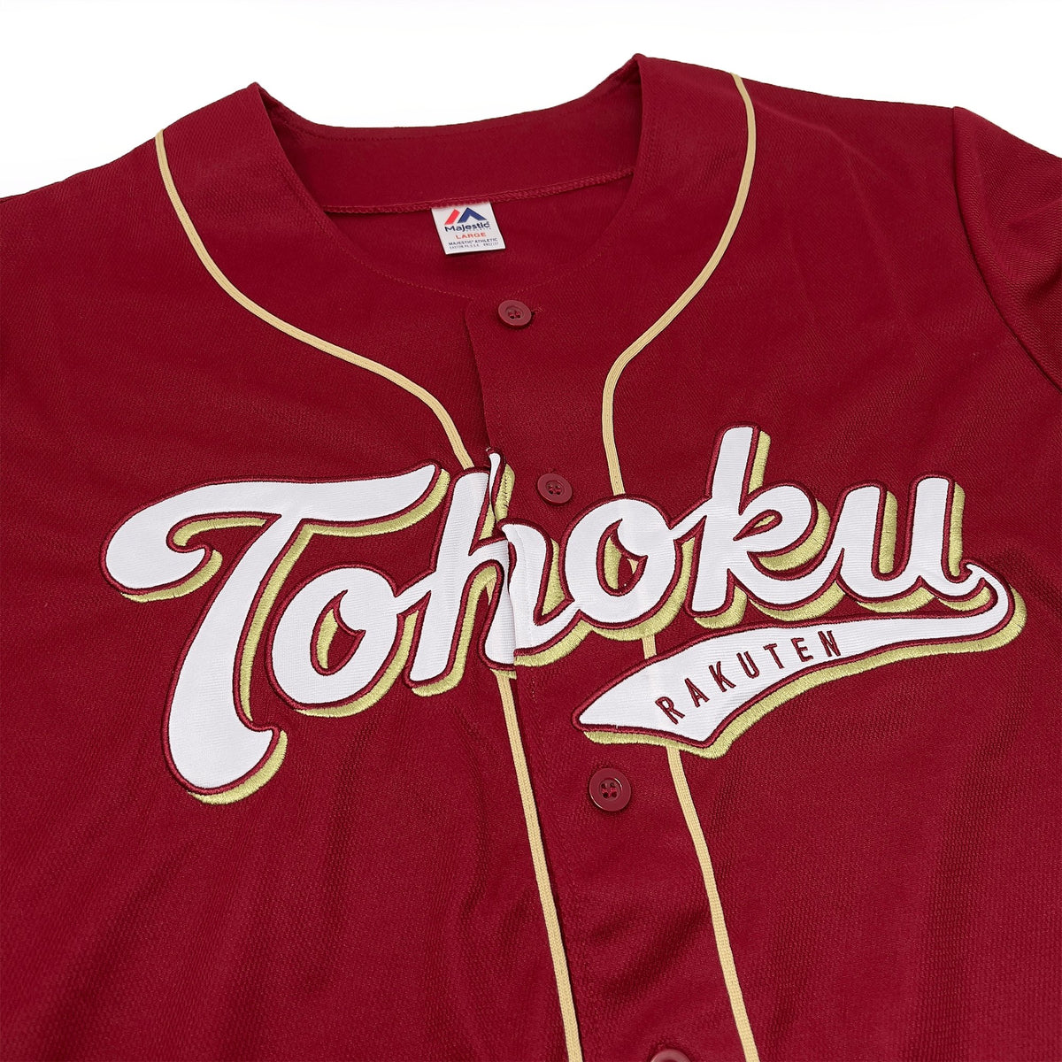 Retro Majestic NPB Japan Baseball Tohoku Rakuten Eagles Knit Jersey Red - Sugoi JDM