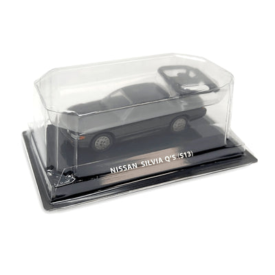 Retro Nissan Road Car Trajectory Shokugan Silvia Q's S13 Super Black Diecast 1:64 - Sugoi JDM