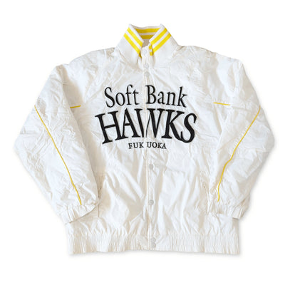 Retro Official NPB Japan Fukuoka Softbank Hawks Team Jumper Jacket White - Sugoi JDM