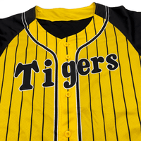Shirts & Tops F Retro Japan Hanshin Tigers Pin Stripe Baseball Light Jersey Yellow
