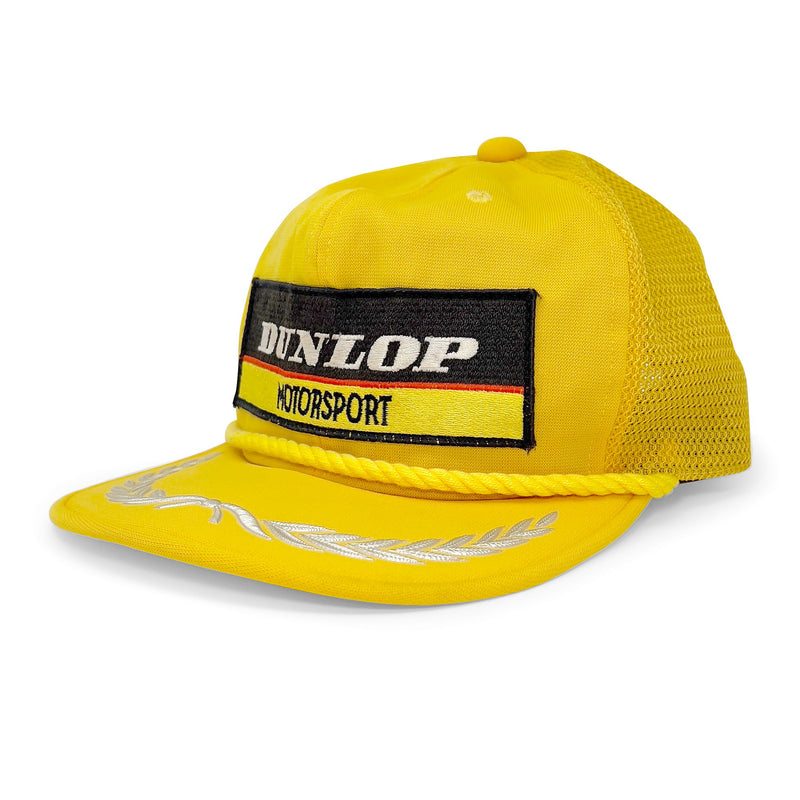Vintage Showa Era Japan Dunlop Motorsport Racing Victory Hat Cap Yellow - Sugoi JDM