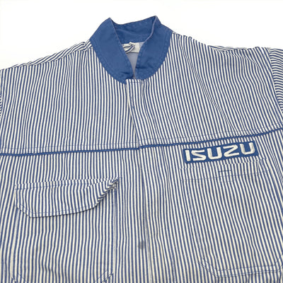 Vintage Showa JDM Isuzu Car Truck Work Tsunagi Coveralls Uniform Pin Stripe Blue - Sugoi JDM